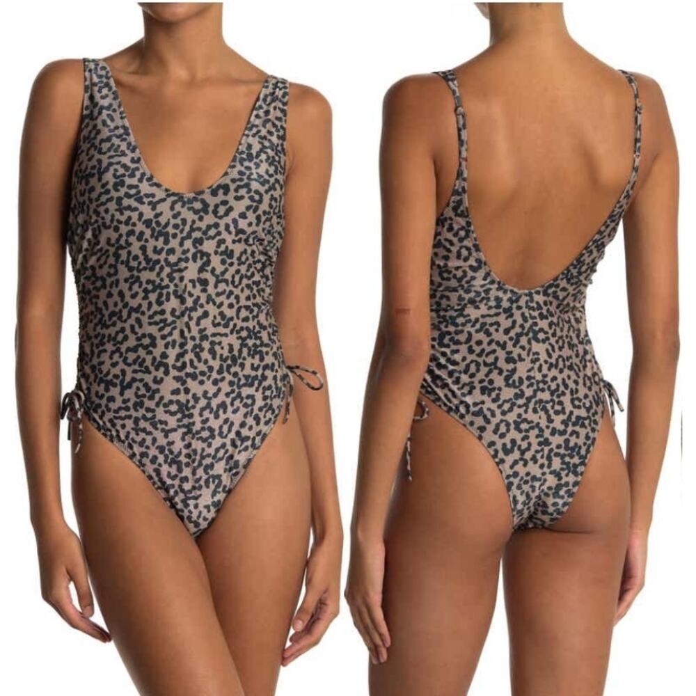 Resortwear Beach Edgy Chic Metallic Leopard One Piece Swimsuit S Bond-Eye NWT